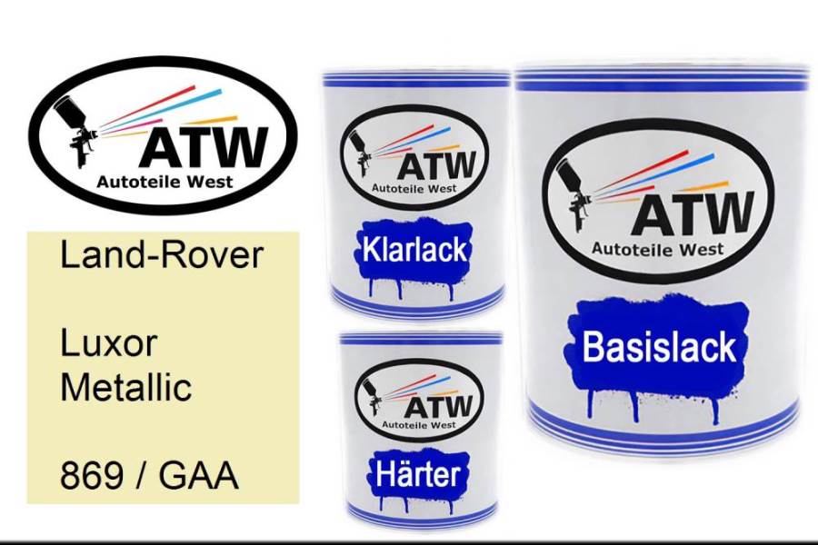 Land-Rover, Luxor Metallic, 869 / GAA: 1L Lackdose + 1L Klarlack + 500ml Härter - Set, von ATW Autoteile West.